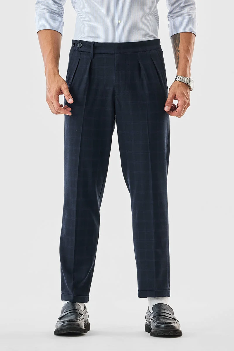 SNITCH Checks Slim Fit Stretch Trousers